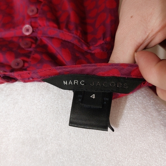 MARC JACOBS babydoll red purple tank Y2K drop waist ruffle waist buttoned back 4 - Picture 9 of 13